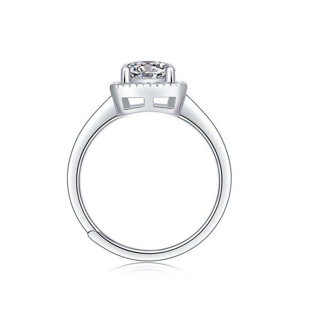 Certified 1ct. t.w. Moissanite Diamond Square Halo Wedding Engagement Ring NEW - Picture 5 of 11